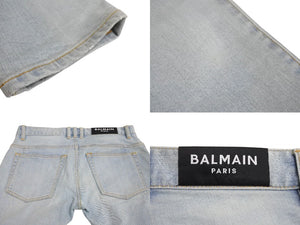 BALMAIN バルマン デニム パンツ ダメージデニム ボトムス バイカー コットン サイズ28 5385Z0621 美品 中古 4c070346