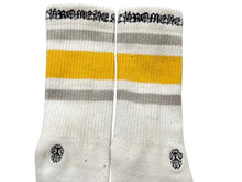 Load image into Gallery viewer, CHROME HEARTS クロムハーツ 靴下 ソックス ロゴ刺繍 イエロー グレー ホワイト コットン 良品 中古 4c071028