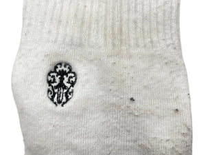 CHROME HEARTS クロムハーツ 靴下 ソックス ロゴ刺繍 イエロー グレー ホワイト コットン 良品 中古 4c071028