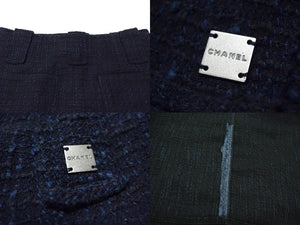 CHANEL シャネル ツイードスカート P17612V09981 サイズ36 ココマーク フランス製 ネイビー系 美品 中古 4c071423