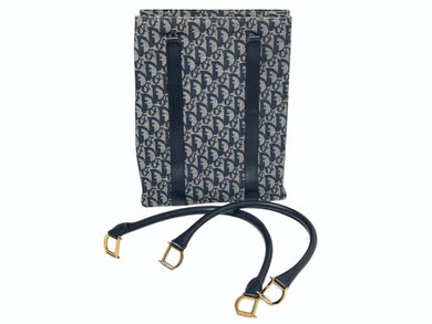 Christian Dior ディオール ハンドバッグ カバン スピーディ キャンバス トロッター柄 ネイビー 良品中古 4c071473