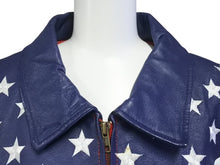 Load image into Gallery viewer, MICHAEL HOBAN マイケルホーバン American flag leather jacket アメリカ国旗 レザー ジャケット XL 美品 中古 4c072907