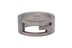 GUCCI グッチ リング ブランテッド BRANTED カットアウトG 指輪 7g 8号 シルバー925 中古 4c073260