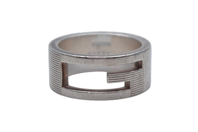 GUCCI グッチ リング ブランテッド BRANTED カットアウトG 指輪 7g 8号 シルバー925 中古 4c073260 