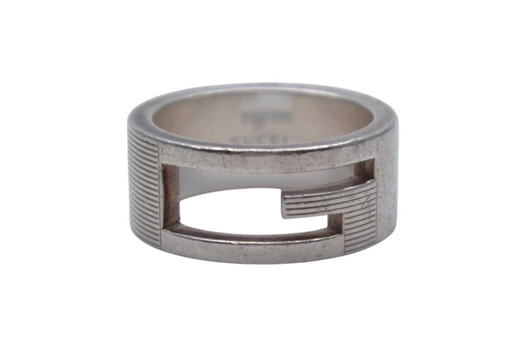 GUCCI グッチ リング ブランテッド BRANTED カットアウトG 指輪 7g 8号 シルバー925 中古 4c073260 