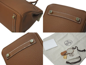 新品未使用 HERMES エルメス ハンドバッグ B刻印 バーキン25 ゴールド ゴールド金具 トゴ 中古 4c073524
