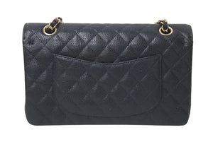 極美品 CHANEL シャネル ショルダーバッグ マトラッセ25 キャビアスキン ダブルフラップ ブラック ゴールド金具 7番台 A01112 中古 4c073531