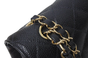 極美品 CHANEL シャネル ショルダーバッグ マトラッセ25 キャビアスキン ダブルフラップ ブラック ゴールド金具 7番台 A01112 中古 4c073531