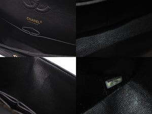 極美品 CHANEL シャネル ショルダーバッグ マトラッセ25 キャビアスキン ダブルフラップ ブラック ゴールド金具 7番台 A01112 中古 4c073531