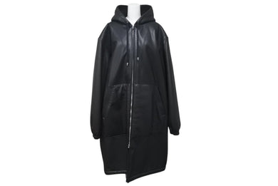 極美品 CHROME HEARTS クロムハーツ レザーフーデッドコート サイズL BSフレアパッチ セメタリークロスパッチ ダガージップ 中古 4c073766