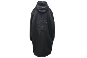 極美品 CHROME HEARTS クロムハーツ レザーフーデッドコート サイズL BSフレアパッチ セメタリークロスパッチ ダガージップ 中古 4c073766