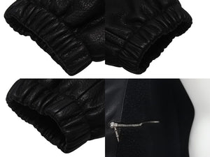 極美品 CHROME HEARTS クロムハーツ レザーフーデッドコート サイズL BSフレアパッチ セメタリークロスパッチ ダガージップ 中古 4c073766