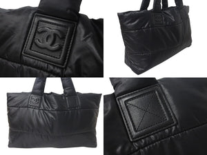 極美品 CHANEL シャネル コココクーン トートバッグGM 26番台 ココマーク キルティング レザー ファー ブラック シルバー 中古 4c073893