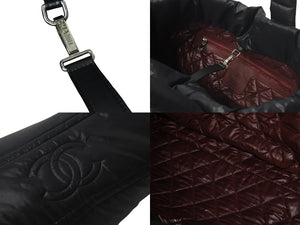 極美品 CHANEL シャネル コココクーン トートバッグGM 26番台 ココマーク キルティング レザー ファー ブラック シルバー 中古 4c073893