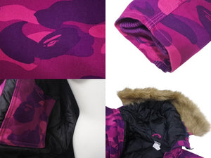 A Bathing Ape X Carhartt Camo Fur Blouson Jacket カモ柄ファーブルゾンジャケット サイズ L 中古 4c074022