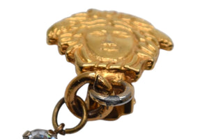 Gianni Versace ジャンニ ヴェルサーチ メデューサ クリスタル イヤリング ゴールド 33.8g ラインストーン メッキ アクセサリー ジュエリー 中古 4c074264