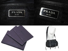 画像をギャラリービューアに読み込む, PRADA プラダ ナイロン スタッズショルダーバッグ ブラック トライアングルロゴ シルバー金具 黒レザー 中古 4c074492 