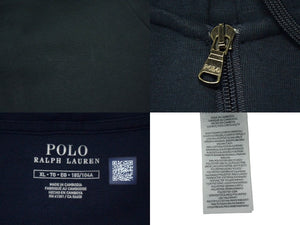 POLO RALPH LAUREN ポロラルフローレン ジップアップパーカー コットン ネイビー ポリエステル サイズXL 美品 中古 4c074726