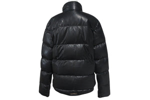 極美品 CHROME HEARTS クロムハーツ STIFF LTHR スティッフ クロスボール ダウンジャケット ブラック 羊革 サイズM シルバー金具 中古 4c074771