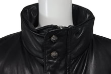 Load image into Gallery viewer, 極美品 CHROME HEARTS クロムハーツ STIFF LTHR スティッフ クロスボール ダウンジャケット ブラック 羊革 サイズM シルバー金具 中古 4c074771