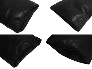 極美品 CHROME HEARTS クロムハーツ STIFF LTHR スティッフ クロスボール ダウンジャケット ブラック 羊革 サイズM シルバー金具 中古 4c074771