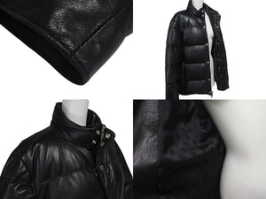 極美品 CHROME HEARTS クロムハーツ STIFF LTHR スティッフ クロスボール ダウンジャケット ブラック 羊革 サイズM シルバー金具 中古 4c074771
