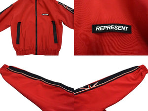 REPRESENT レプリゼント セットアップ トラックジャケット シェル ポリエステル イギリス製 レッド サイズL 美品 中古 4c076122