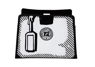 FENDI フェンディ ピーカブー ディフェンダー バッグカバー 7AR717 キャンバス レザー ホワイト ブラック ゴールド金具 美品 中古 4c074991