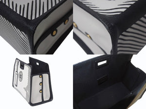 FENDI フェンディ ピーカブー ディフェンダー バッグカバー 7AR717 キャンバス レザー ホワイト ブラック ゴールド金具 美品 中古 4c074991 