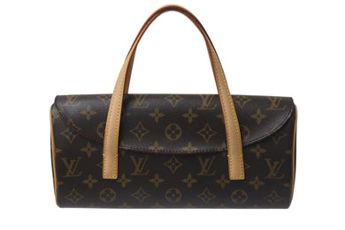 極美品 LOUIS VUITTON ルイヴィトン モノグラム ソナチネ ハンドバッグ M51902 PVCコーティングキャンバス ヌメ革 ブラウン 中古 4c076598