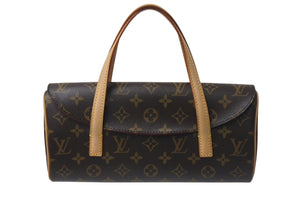 極美品 LOUIS VUITTON ルイヴィトン モノグラム ソナチネ ハンドバッグ M51902 PVCコーティングキャンバス ヌメ革 ブラウン 中古 4c076598