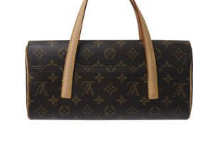 極美品 LOUIS VUITTON ルイヴィトン モノグラム ソナチネ ハンドバッグ M51902 PVCコーティングキャンバス ヌメ革 ブラウン 中古 4c076598