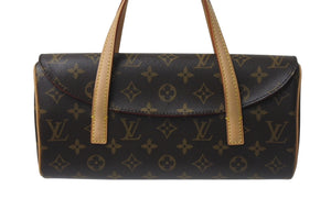 極美品 LOUIS VUITTON ルイヴィトン モノグラム ソナチネ ハンドバッグ M51902 PVCコーティングキャンバス ヌメ革 ブラウン 中古 4c076598