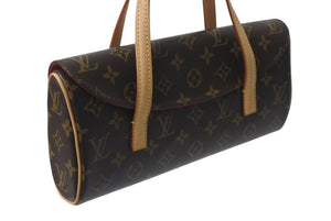 極美品 LOUIS VUITTON ルイヴィトン モノグラム ソナチネ ハンドバッグ M51902 PVCコーティングキャンバス ヌメ革 ブラウン 中古 4c076598