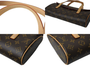 極美品 LOUIS VUITTON ルイヴィトン モノグラム ソナチネ ハンドバッグ M51902 PVCコーティングキャンバス ヌメ革 ブラウン 中古 4c076598