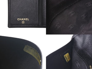 CHANEL シャネル ココマーク カードケース 名刺入れ 二つ折り 12番台 レザー ブラック ゴールド金具 美品 中古 4c074494
