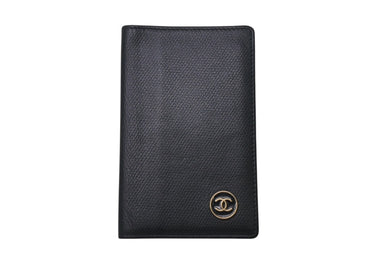 CHANEL シャネル ココマーク カードケース 名刺入れ 二つ折り 12番台 レザー ブラック ゴールド金具 美品 中古 4c074494