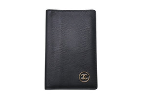 CHANEL シャネル ココマーク カードケース 名刺入れ 二つ折り 12番台 レザー ブラック ゴールド金具 美品 中古 4c074494