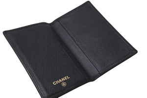 CHANEL シャネル ココマーク カードケース 名刺入れ 二つ折り 12番台 レザー ブラック ゴールド金具 美品 中古 4c074494