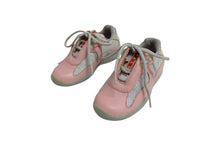 Load image into Gallery viewer, PRADA プラダ アメリカズカップ スニーカー キッズ レザー スウェード テクニカルファブリック ピンク シルバー 美品 中古 4c075143