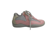 Load image into Gallery viewer, PRADA プラダ アメリカズカップ スニーカー キッズ レザー スウェード テクニカルファブリック ピンク シルバー 美品 中古 4c075143