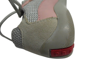 PRADA プラダ アメリカズカップ スニーカー キッズ レザー スウェード テクニカルファブリック ピンク シルバー 美品 中古 4c075143