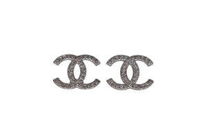 極美品 CHANEL シャネル ピアス ココマーク ラインストーン アクセサリー A12A刻印 メタル シルバー金具 中古 4c075479 正規品