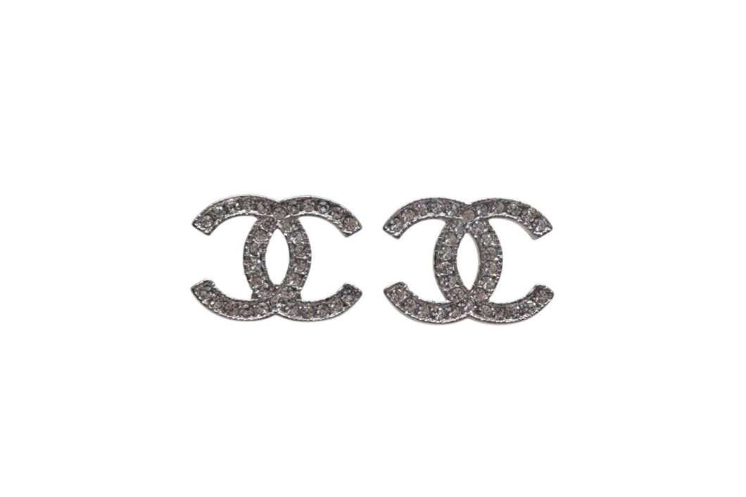 極美品 CHANEL シャネル ピアス ココマーク ラインストーン アクセサリー A12A刻印 メタル シルバー金具 中古 4c075479 正規品