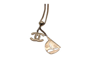 CHANEL シャネル ココマーク ロゴ ヨット ネックレス アクセサリー 02S GP イタリア製 ゴールド 美品 中古 4c075487