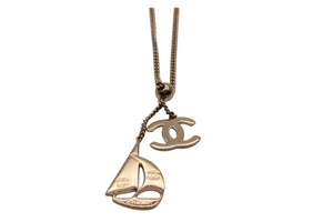 CHANEL シャネル ココマーク ロゴ ヨット ネックレス アクセサリー 02S GP イタリア製 ゴールド 美品 中古 4c075487
