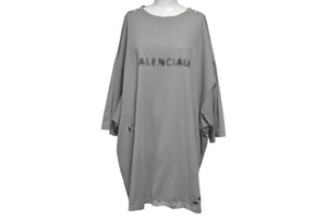 極美品 BALENCIAGA バレンシアガ 22SS モザイクロゴプリント 半袖Ｔシャツ グレー コットン サイズM 661715 中古 4c075504