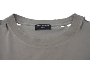 極美品 BALENCIAGA バレンシアガ 22SS モザイクロゴプリント 半袖Ｔシャツ グレー コットン サイズM 661715 中古 4c075504