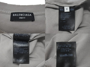 極美品 BALENCIAGA バレンシアガ 22SS モザイクロゴプリント 半袖Ｔシャツ グレー コットン サイズM 661715 中古 4c075504