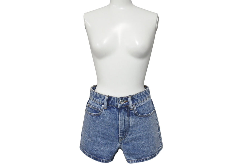 極美品 ALEXANDER WANG アレキサンダーワン クリスタル デニムショーツ 161085 コットン ブルー サイズ24 中古 4c075520